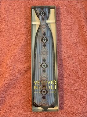 Vesuvio Napoli Light Blue Decorative Silk Tie